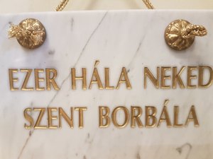 Hálaadó tábla Szent Borbálkának